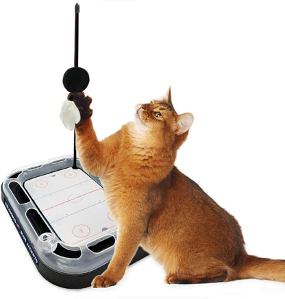 NHL Columbus Blue Jackets Hockey Field Cat Scratching Toy with Interactive Ball Bell in Tracks - 5-In-1 Scratcher